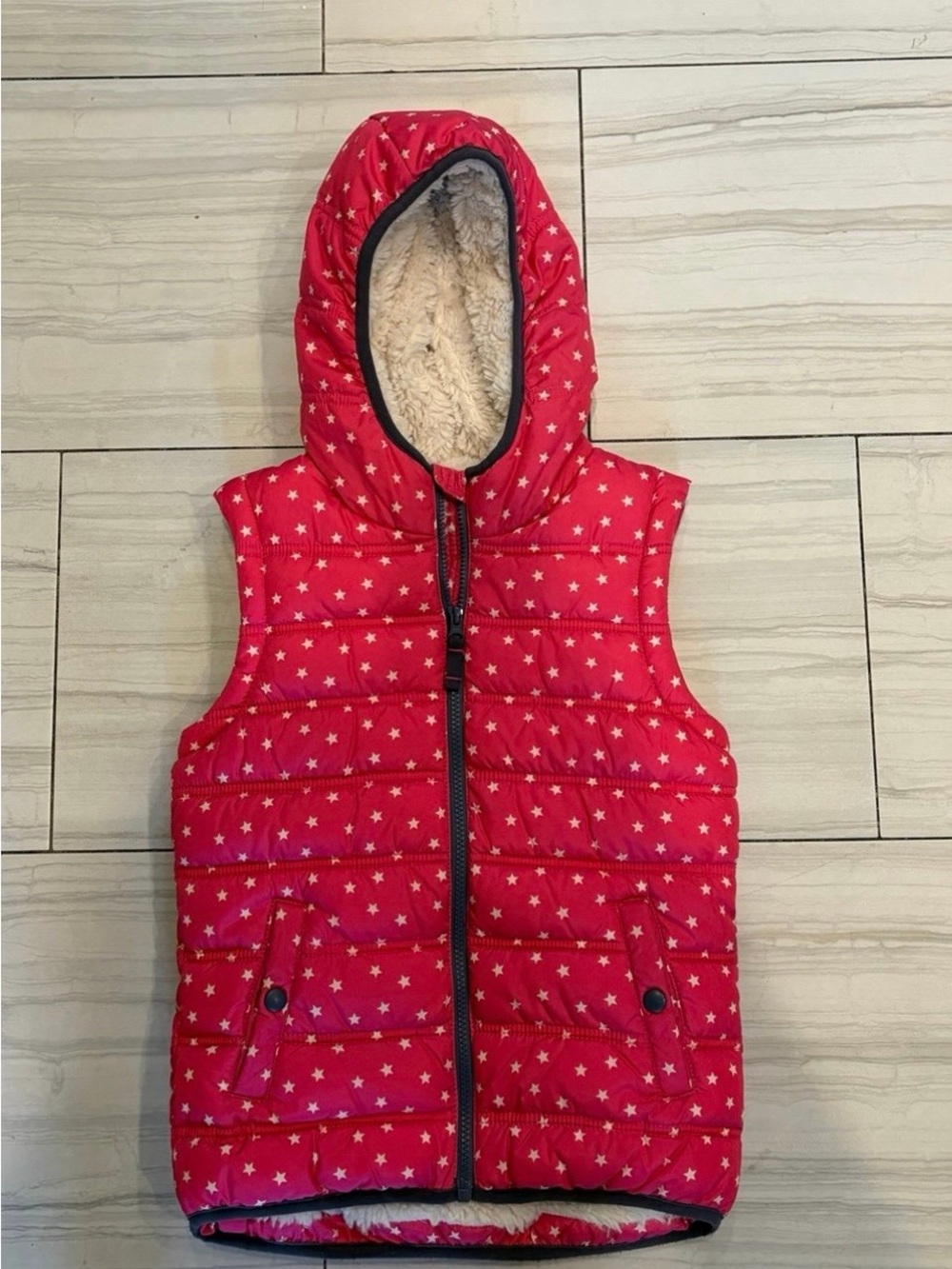Mini Biden Red Star Quilted Hooded Puffer Vest